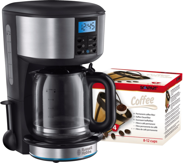 Russell Hobbs Buckingham Zilver Koffiezetapparaat +  Scanpart Permanent Filter