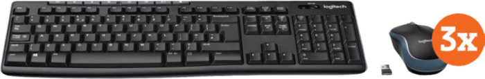 Logitech MK270 Draadloos Toetsenbord en Muis QWERTY 3-Pack