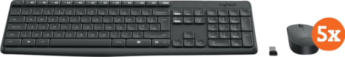 Logitech MK235 Draadloze Toetsenbord en Muis QWERTY 5-Pack
