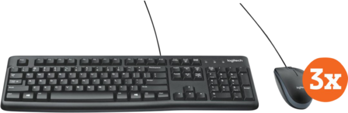 Logitech MK120 Toetsenbord en Muis QWERTY 3-Pack