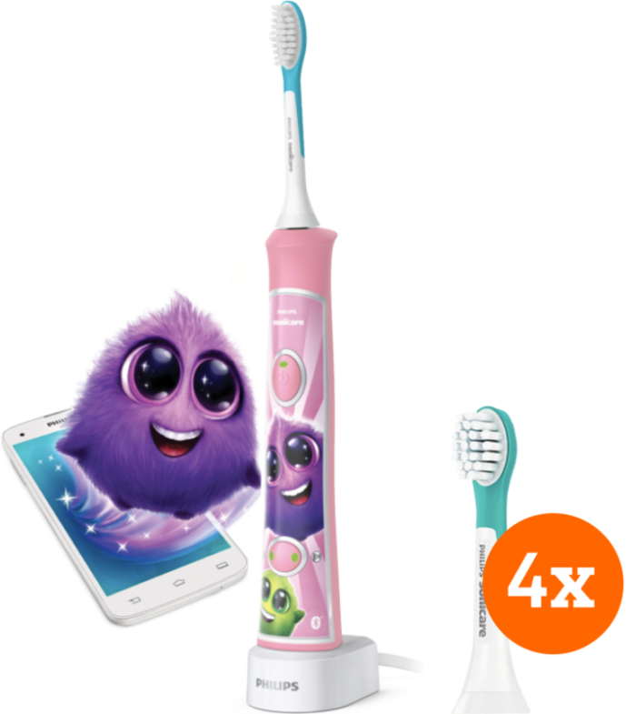 Philips Sonicare for Kids Connected HX6352/42 + Kids opzetborstels vanaf 3 jaar (4 stuks)