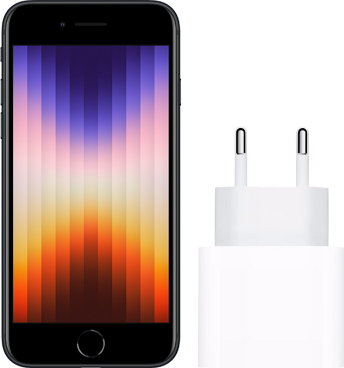 Apple iPhone SE 3 128GB Zwart + Apple Snellader