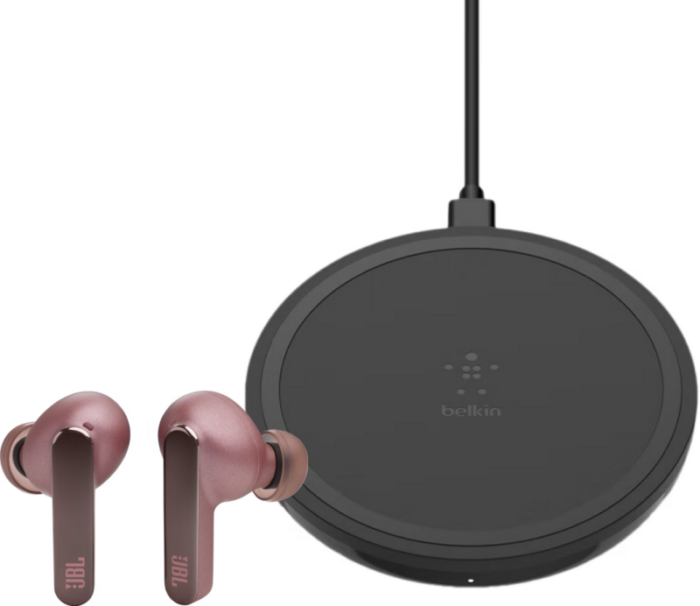 JBL Live Pro 2 Roze + Belkin Boost Up Draadloze Oplader 10W Zwart