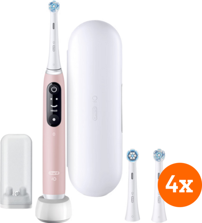Oral-B iO 6n Lichtroze + iO Ultimate Clean opzetborstels (4 stuks)