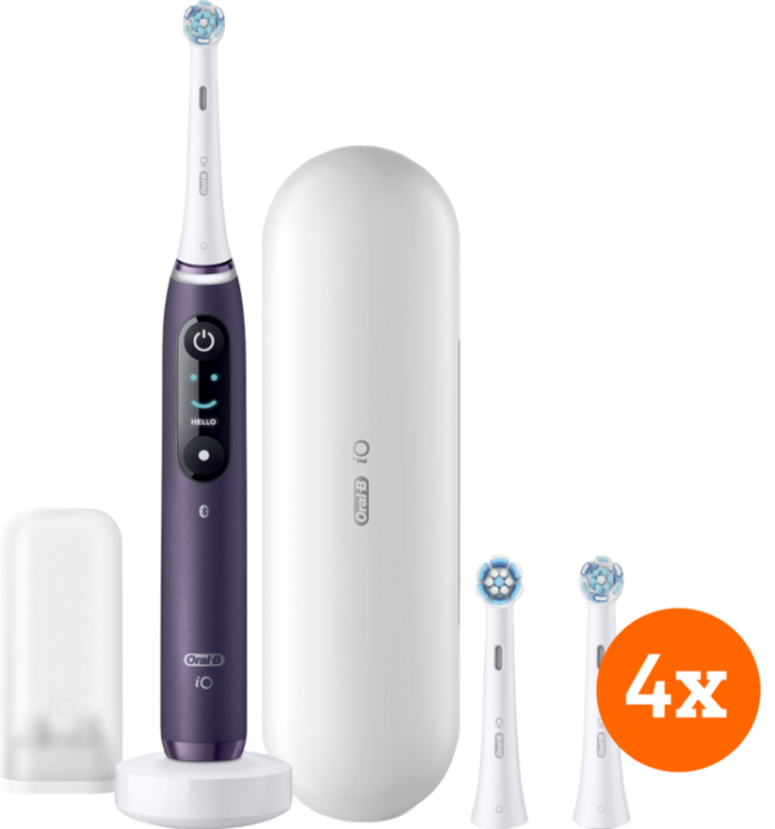 Oral-B iO 8n Paars + iO Ultimate Clean opzetborstels (4 stuks)