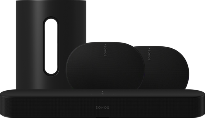 Sonos Beam Gen2 Zwart + 2x Era 300 Zwart  + Sub Mini Zwart