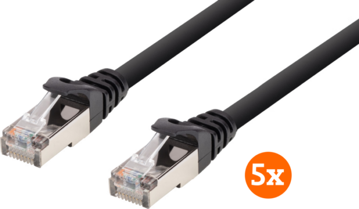 BlueBuilt Netwerkkabel FTP CAT6 5 meter Zwart 5-Pack