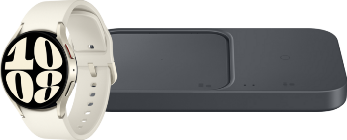 Samsung Galaxy Watch 6 Crème 40mm + Samsung Duo Draadloze Oplader
