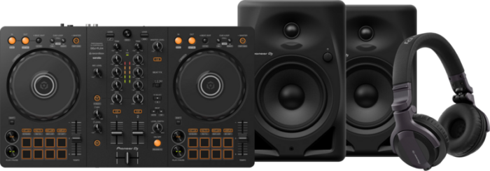 Pioneer DJ DDJ-FLX4 + Pioneer DJ HDJ-CUE1 + Pioneer DJ DM-50D Zwart