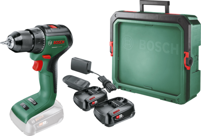 Bosch UniversalDrill 18V-60 + 2.5 Ah Accu (2x) + Systembox S