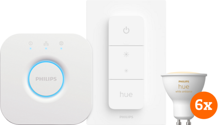 Philips Hue White Ambiance GU10 6-pack + dimmer