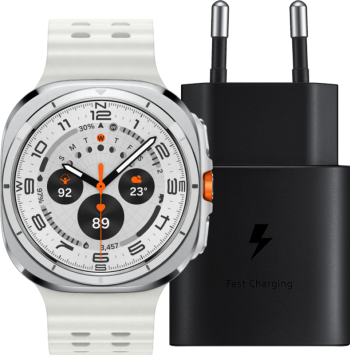 Samsung Galaxy Watch Ultra 4G Wit 47mm + Oplader 25W