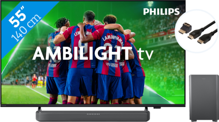 Philips 55PUS8309 - Ambilight (2024) + Soundbar + Hdmi kabel