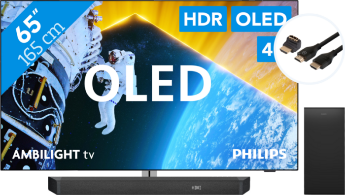 Philips 65OLED809 - Ambilight (2024) + Soundbar + Hdmi kabel