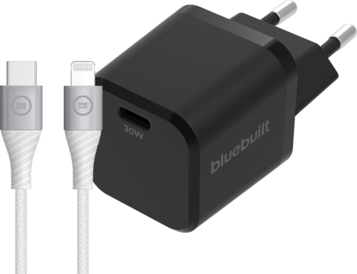 BlueBuilt Power Delivery Oplader 30W Zwart + Lightning Kabel 1