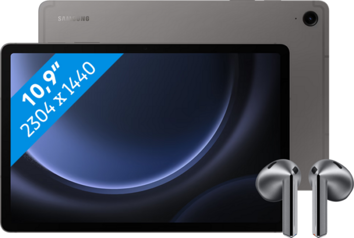 Samsung Galaxy Tab S9 FE 128GB Wifi Grijs + Galaxy Buds3 Zwart