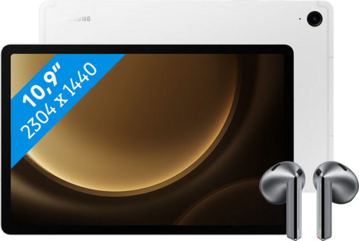 Samsung Galaxy Tab S9 FE 256GB Wifi Zilver + Galaxy Buds3 Zwart